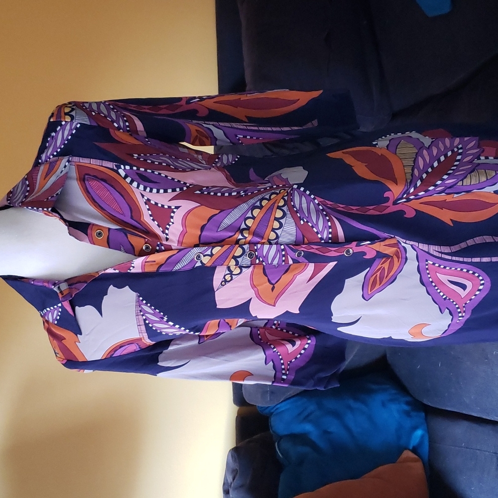 Silk Collared Pattern Dress - image 4